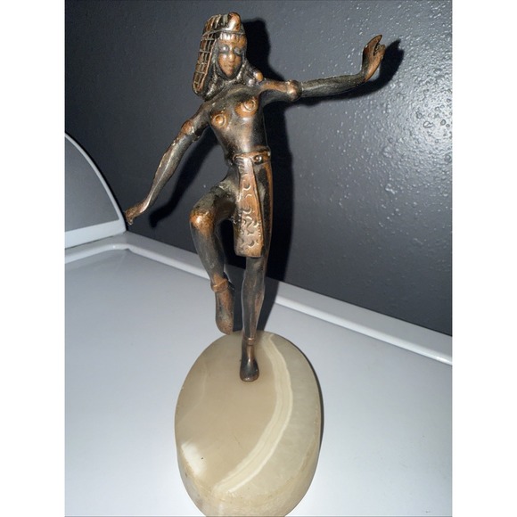Other - Egyptian Revival Nude Woman Dancing Dancer Bronze Figurine on Marble